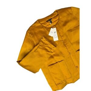 EILEEN FISHER Regencycore Cupro Lagen Look Jacket XXS NWT Silk Snaps Long Sleeve